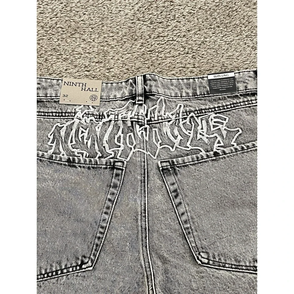 Ninth Hall Waylay Black Denim Shorts Mens Womens Unisex Size 32 NEW